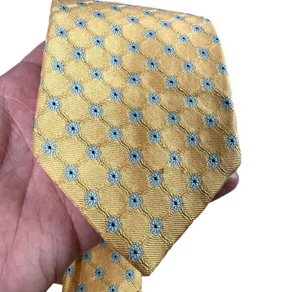 Brooks Brothers Makers and Merchants Menswear Classic Necktie Floral Tile Gold - Picture 3 of 10